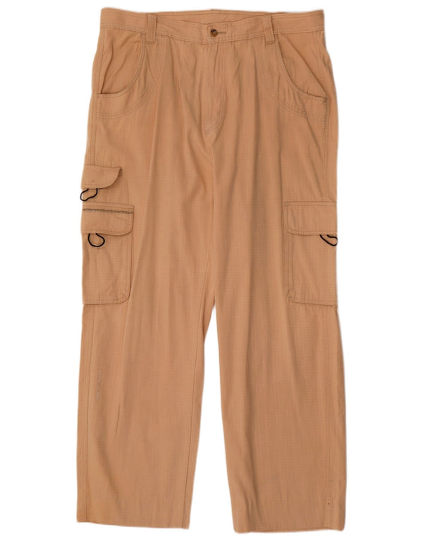 Rip Curl Herren gerade Cargohose XL W38 L30 Beige karierte Baumwolle