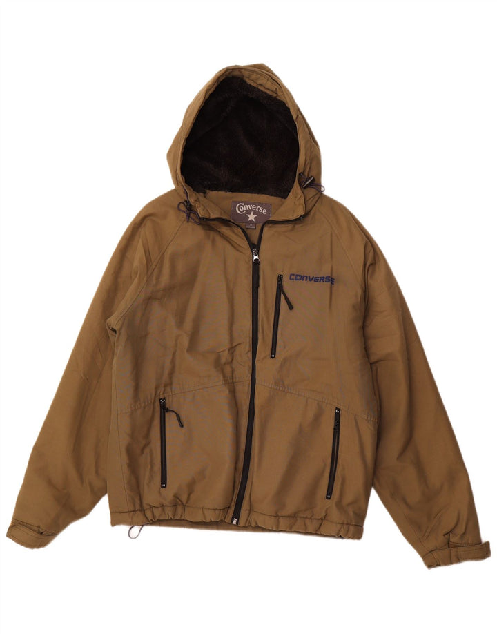 CONVERSE Herren-Windjacke mit Kapuze, UK 36, Größe S, Khaki, Baumwolle