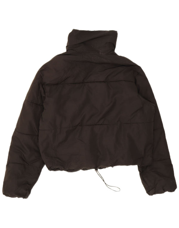 Zara Damen Crop Übergroße wattierte Jacke UK 6 XS Schwarz Polyester