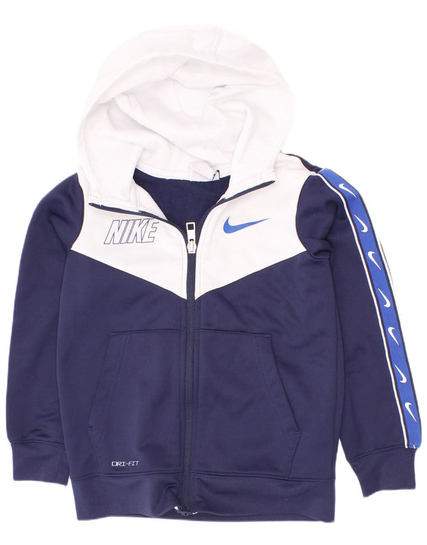 Nike Dri Fit Zip Hoodie-Pullover für Jungen, 4–5 Jahre, Größe S, Marineblau, Farbblock