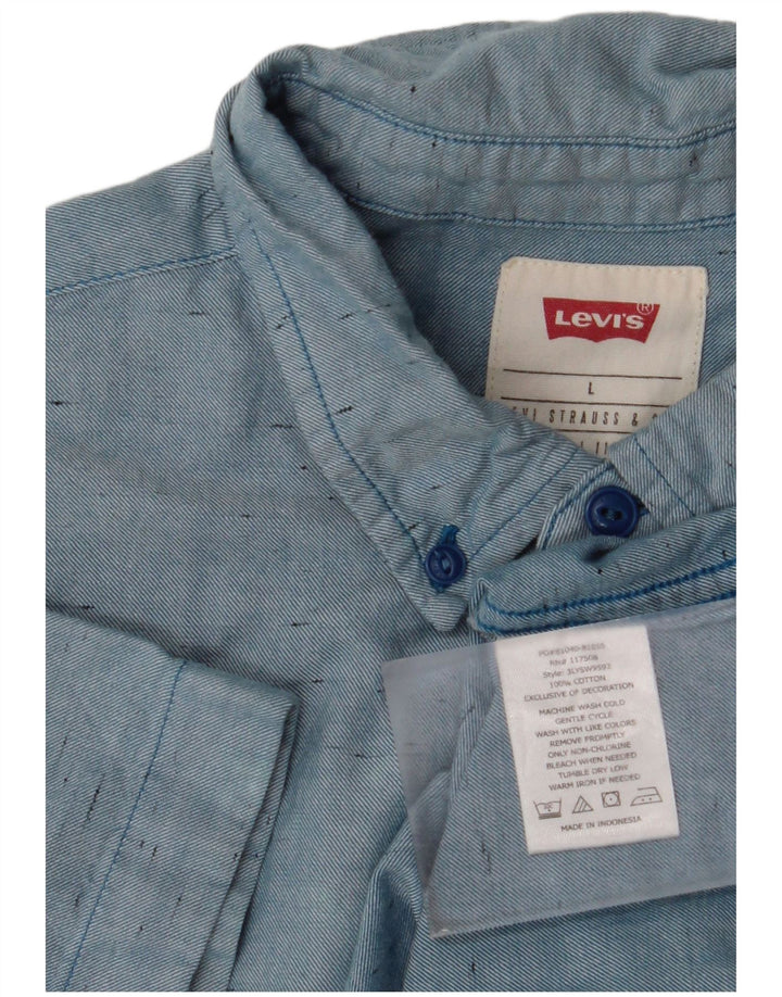 Levi's Herren-Kurzarmhemd, groß, blau gefleckte Baumwolle