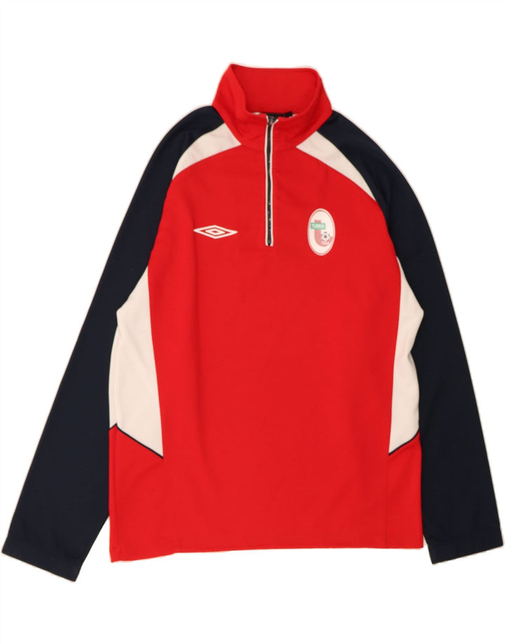 UMBRO Mens Zip Neck Pullover Tracksuit Top XL Red Colourblock Polyester Vintage Umbro and Second-Hand Umbro from Messina Hembry 
