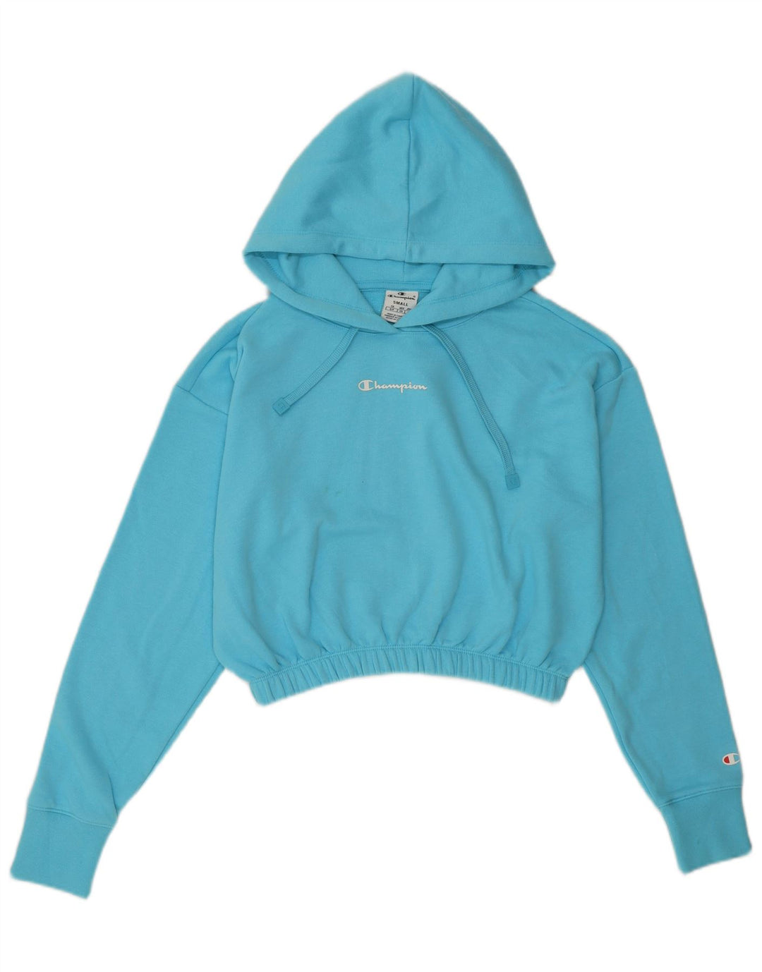 Champion Damen Crop Oversized Hoodie Pullover UK 10 Small Blau