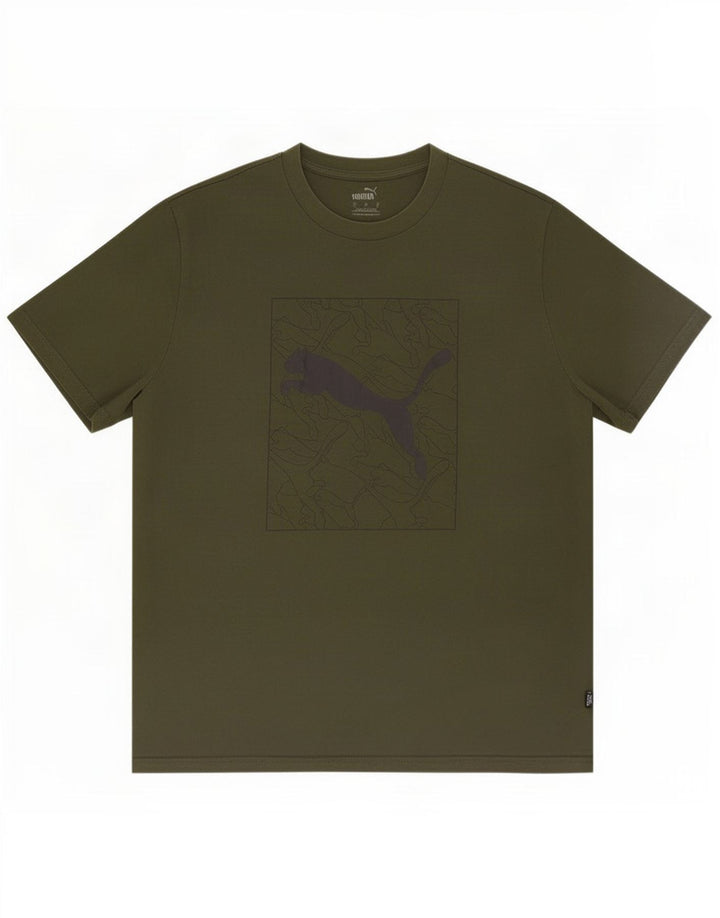 Puma Herren Grafik T-Shirt Top Large Khaki
