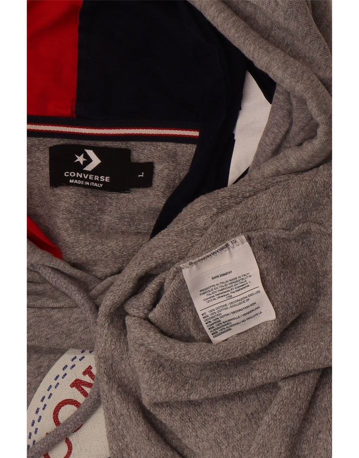 Converse Herren-Kapuzenpullover mit Grafik, groß, graue Baumwolle