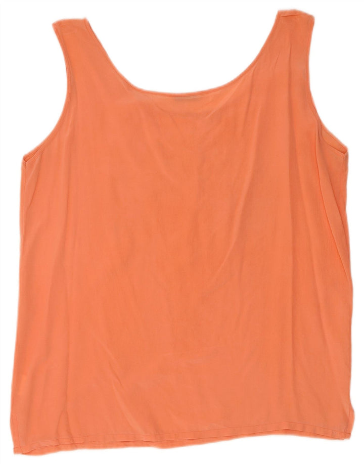Vintage Damen Ärmelloses Blusentop UK 16 Große Orange Seide