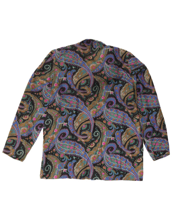 Vintage Damen Langarmshirt UK 10 Klein Mehrfarbig Paisley Retro