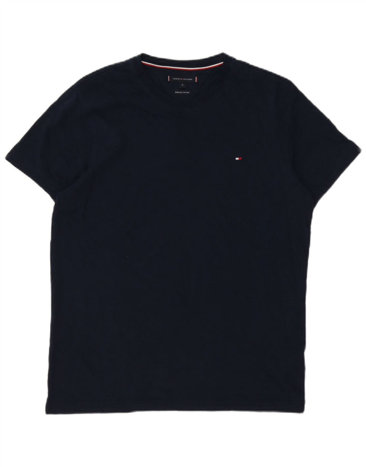 Tommy Hilfiger Herren-T-Shirt-Oberteil aus Baumwolle in mittlerem Marineblau