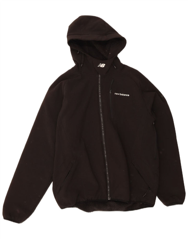 NEW BALANCE Mens Hooded Windbreaker Jacket UK 38 Medium Black