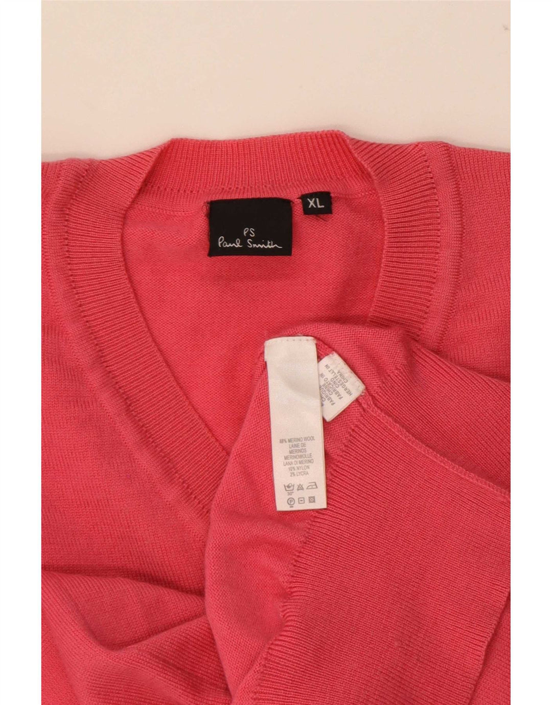 Paul Smith Herren-Pullover mit V-Ausschnitt, XL, rote Wolle