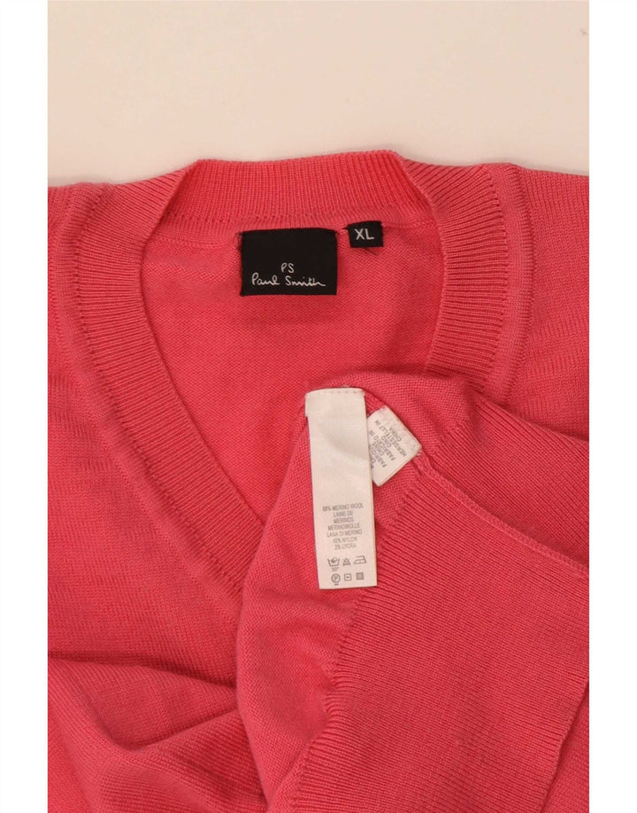 Paul Smith Herren-Pullover mit V-Ausschnitt, XL, rote Wolle