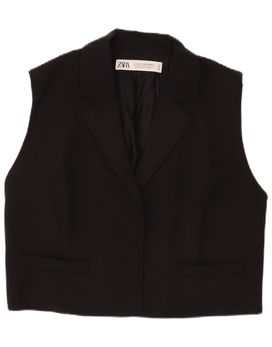 Zara Damen Weste UK 18 XL Schwarz Viskose