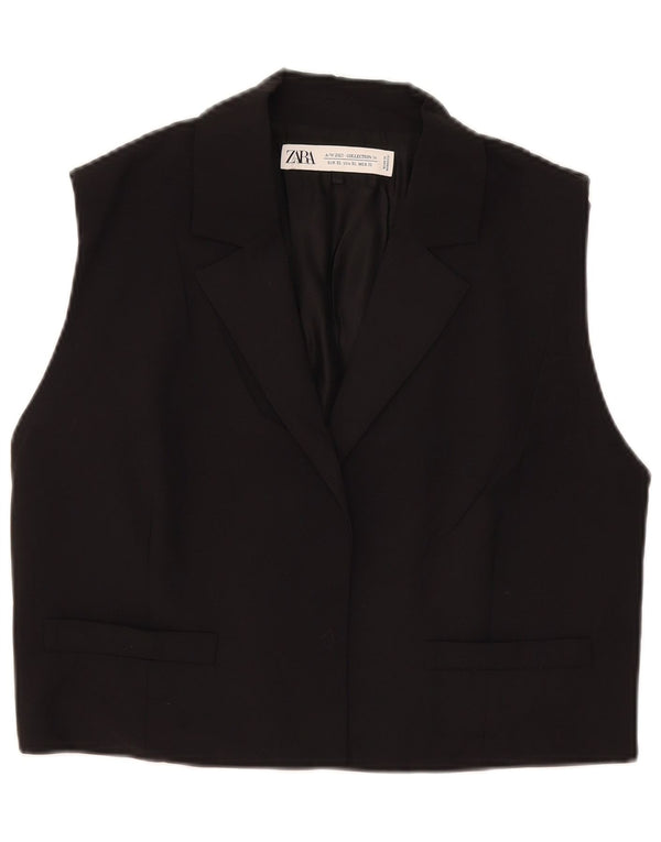 Zara Damen Weste UK 18 XL Schwarz Viskose