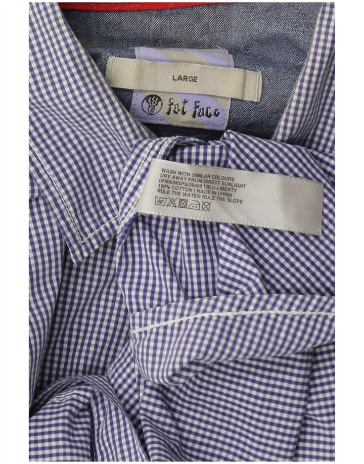 Fat Face Herren-Hemd mit normaler Passform, groß, blau gestreift, Baumwolle