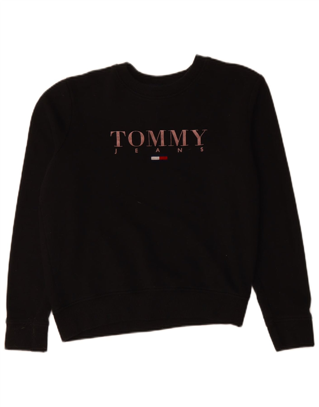 TOMMY HILFIGER Damen Übergroßer Sweatshirt-Pullover UK 10 Small Schwarz
