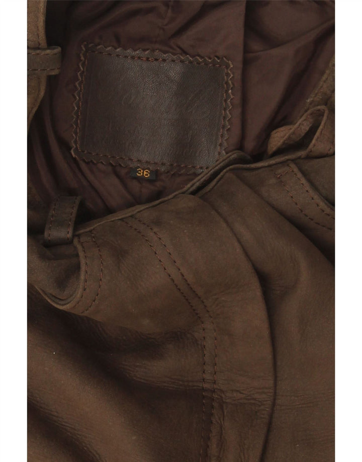 CROMWELL Womens Straight Trousers EU 36 Small W26 L29 Brown Leather Vintage Cromwell and Second-Hand Cromwell from Messina Hembry 