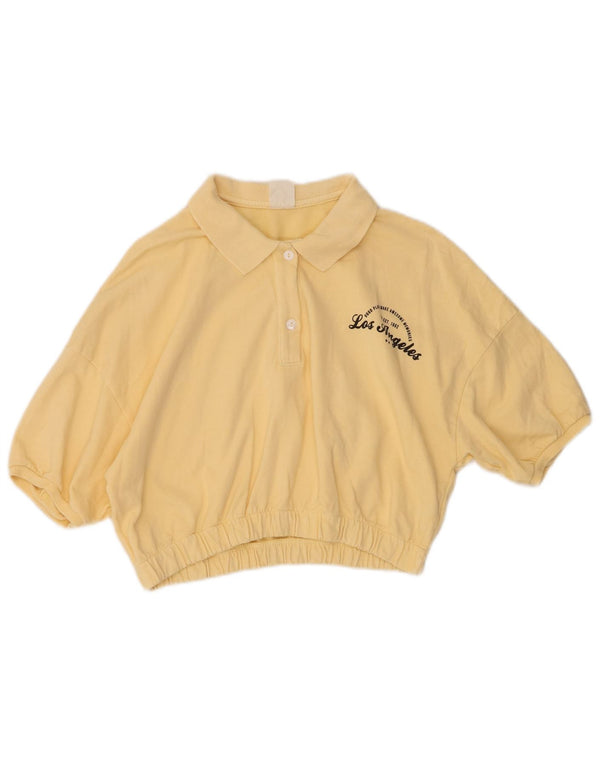 Zara Crop-Poloshirt für Mädchen, 13–14 Jahre, gelbe Baumwolle