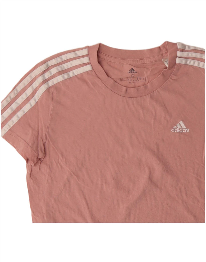 ADIDAS Damen T-Shirt Top UK 8/10 Small Rosa Baumwolle