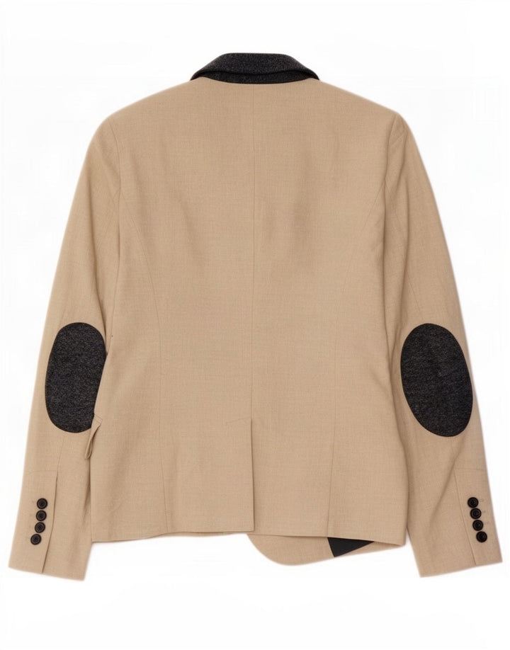 Zara Damen 1-Knopf-Blazerjacke UK 12 Mittelbeige