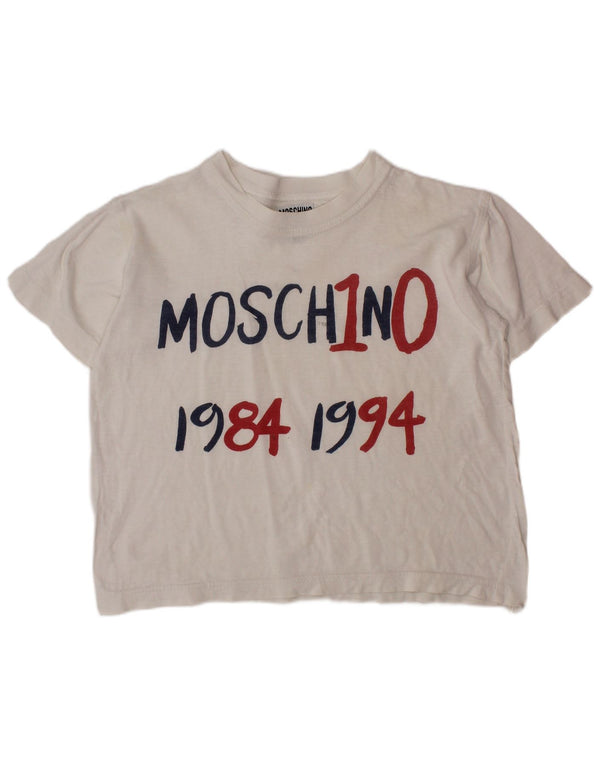 MOSCHINO Grafik-T-Shirt-Oberteil für Mädchen, 4–5 Jahre, Weiß
