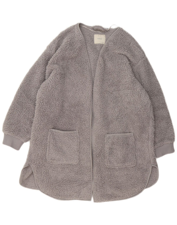 Marks & Spencer Damen Übergroßer offener Fleecemantel UK 16 Large Grau