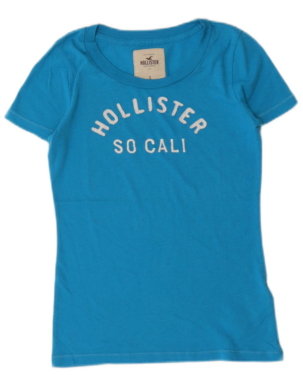 Hollister Womens Graphic T-Shirt Top UK 8 Small Blau Baumwolle