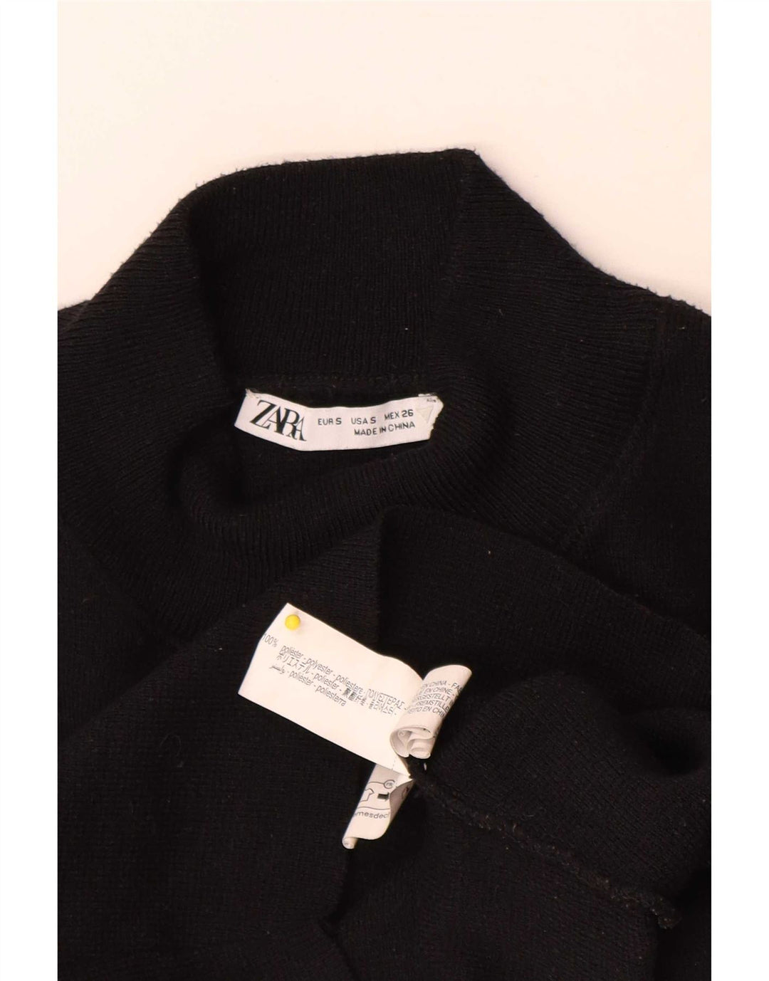 Zara Damen Crop Bluse Top UK 8 Small Schwarz Polyester