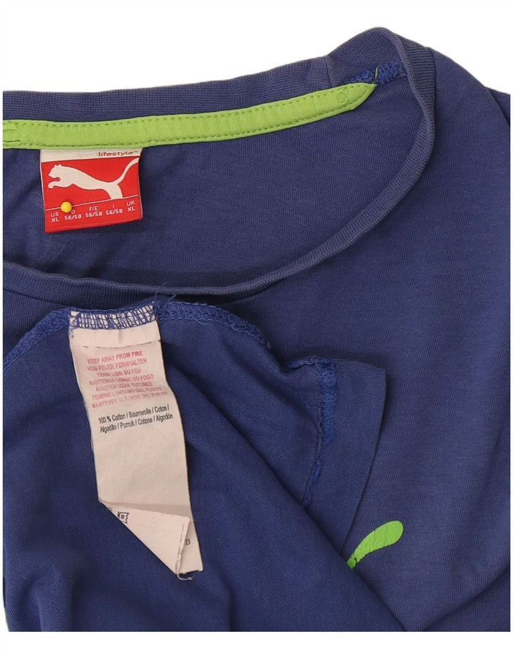 Puma Herren Grafik T-Shirt Top XL Blau Baumwolle