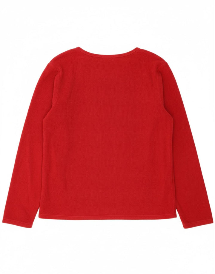 EDDIE BAUER Womens Fleece Jumper UK 16 Large Red Polyester