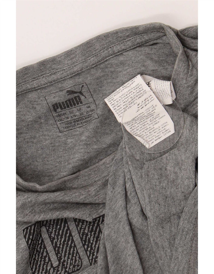 Puma Jungen T-Shirt mit normaler Grafik, 15–16 Jahre, graue Baumwolle