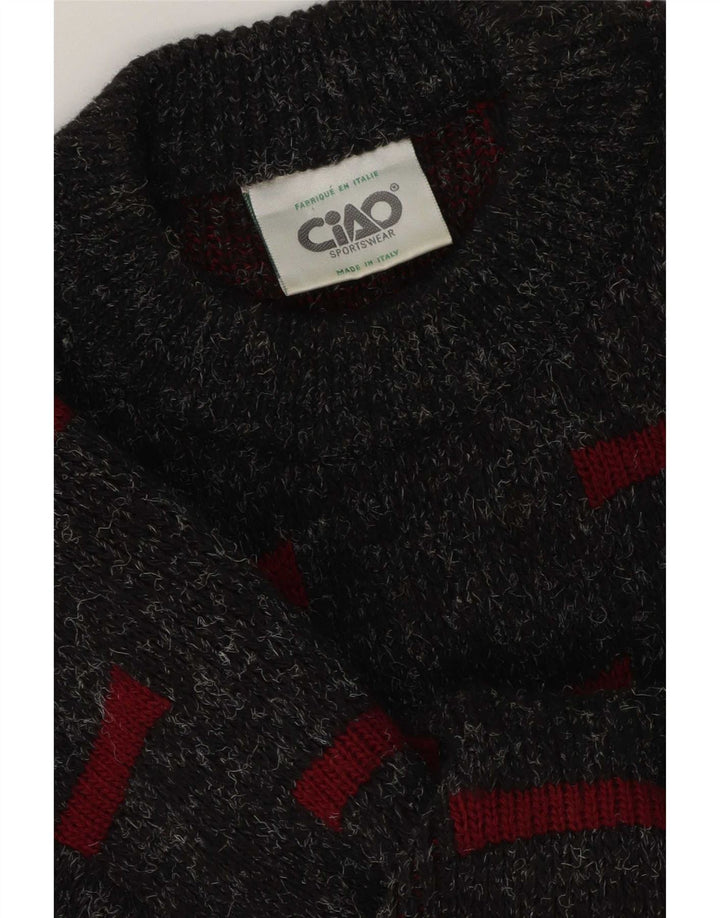 Ciao Herren-Pullover mit Rundhalsausschnitt, mittelgrau, geometrisch