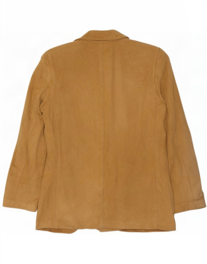 Vintage Damen Zweireihige Wildleder-Blazerjacke IT 44 Mittelbeige