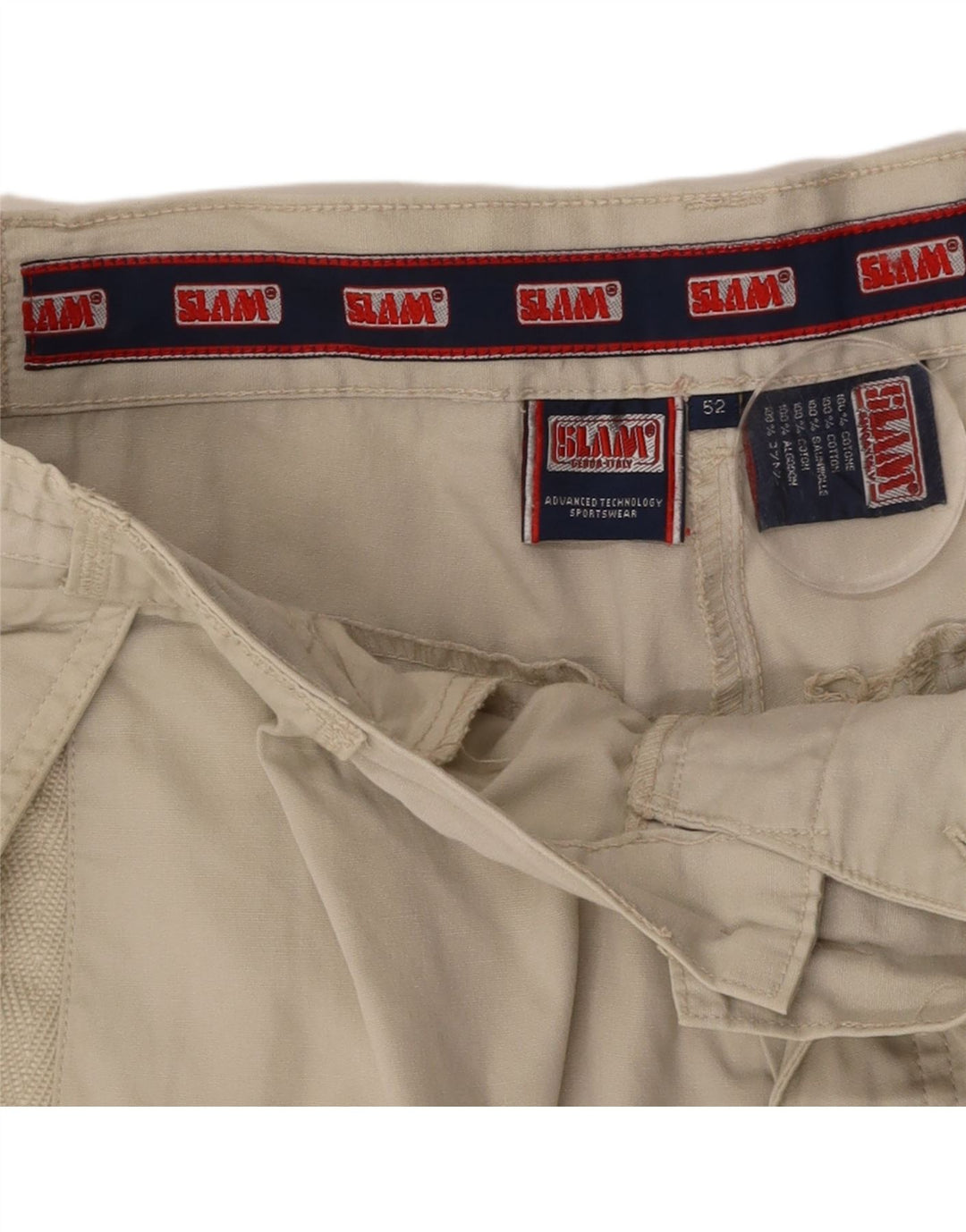 SLAM Herren Cargoshorts IT 52 XL W38 Beige Baumwolle