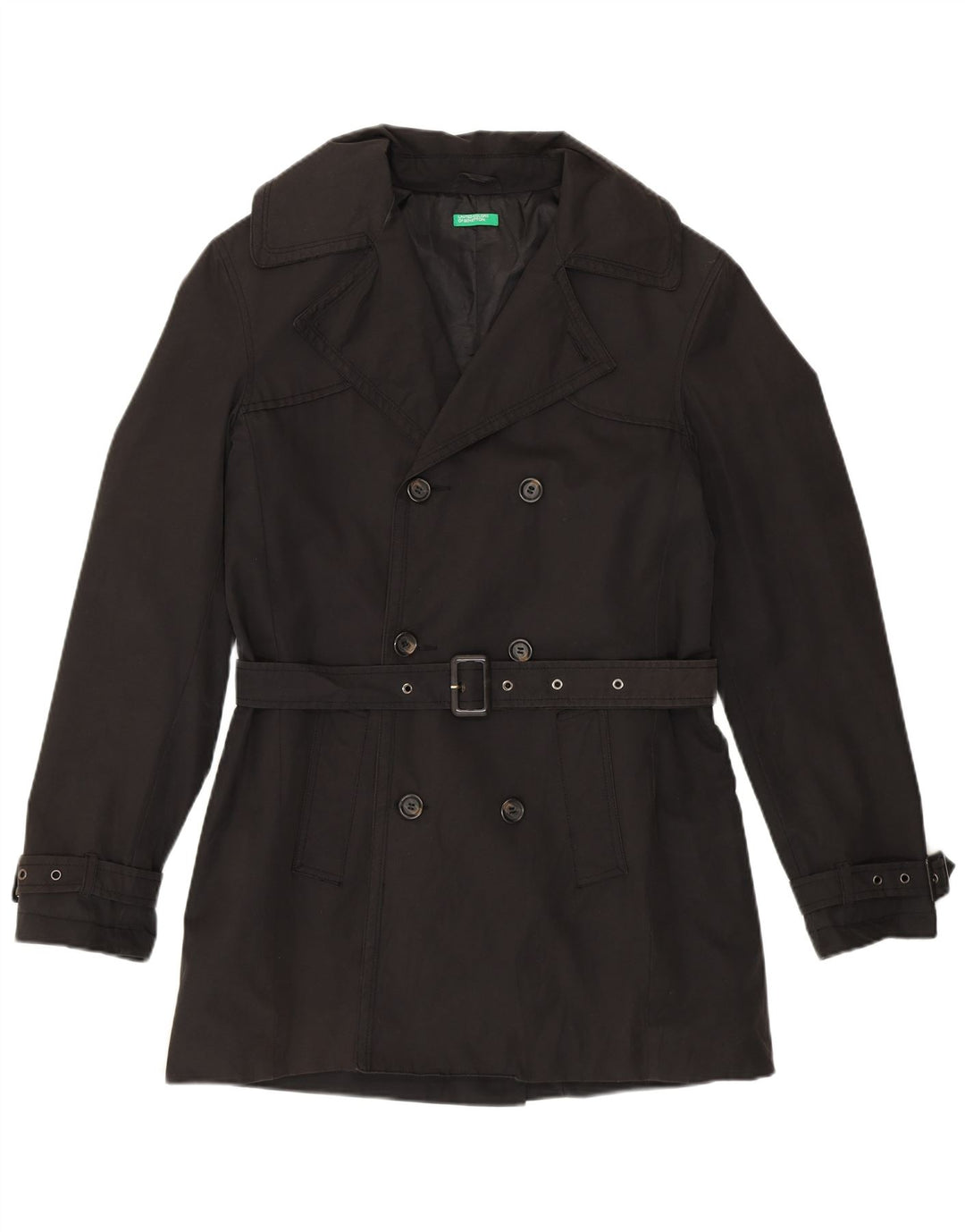 Benetton Herren Trenchcoat IT 46 Large Schwarz