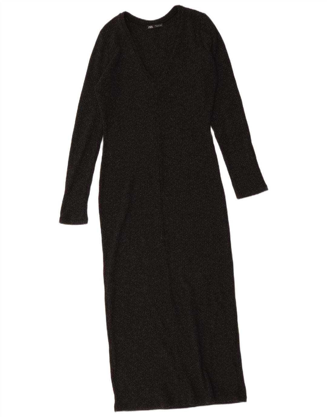 Zara Damen Langarm-Pulloverkleid UK 10 Small Grau Polyester