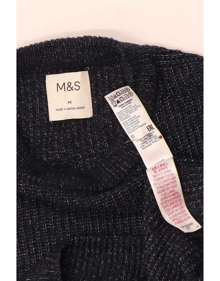 Marks & Spencer Herren-Pullover mit Rundhalsausschnitt, Mittelblau meliert