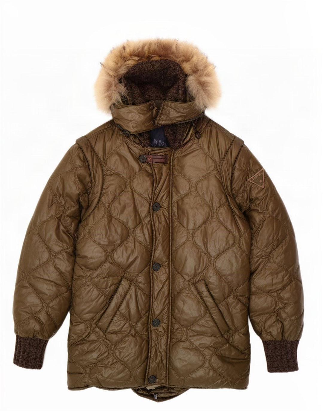 Gepolsterter Mantel mit Kapuze für Damen von Iceberg, US 8 Medium Khaki, Polyamid
