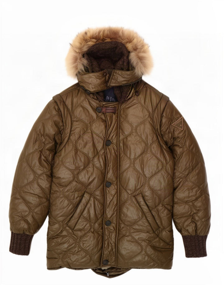 Gepolsterter Mantel mit Kapuze für Damen von Iceberg, US 8 Medium Khaki, Polyamid