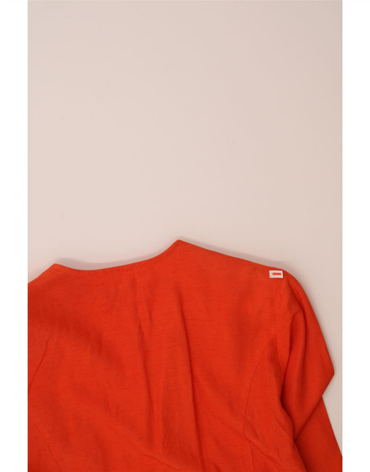 VINTAGE Womens Crop 1 Button Blazer Jacket IT 44 Medium Orange Viscose Vintage Vintage and Second-Hand Vintage from Messina Hembry 
