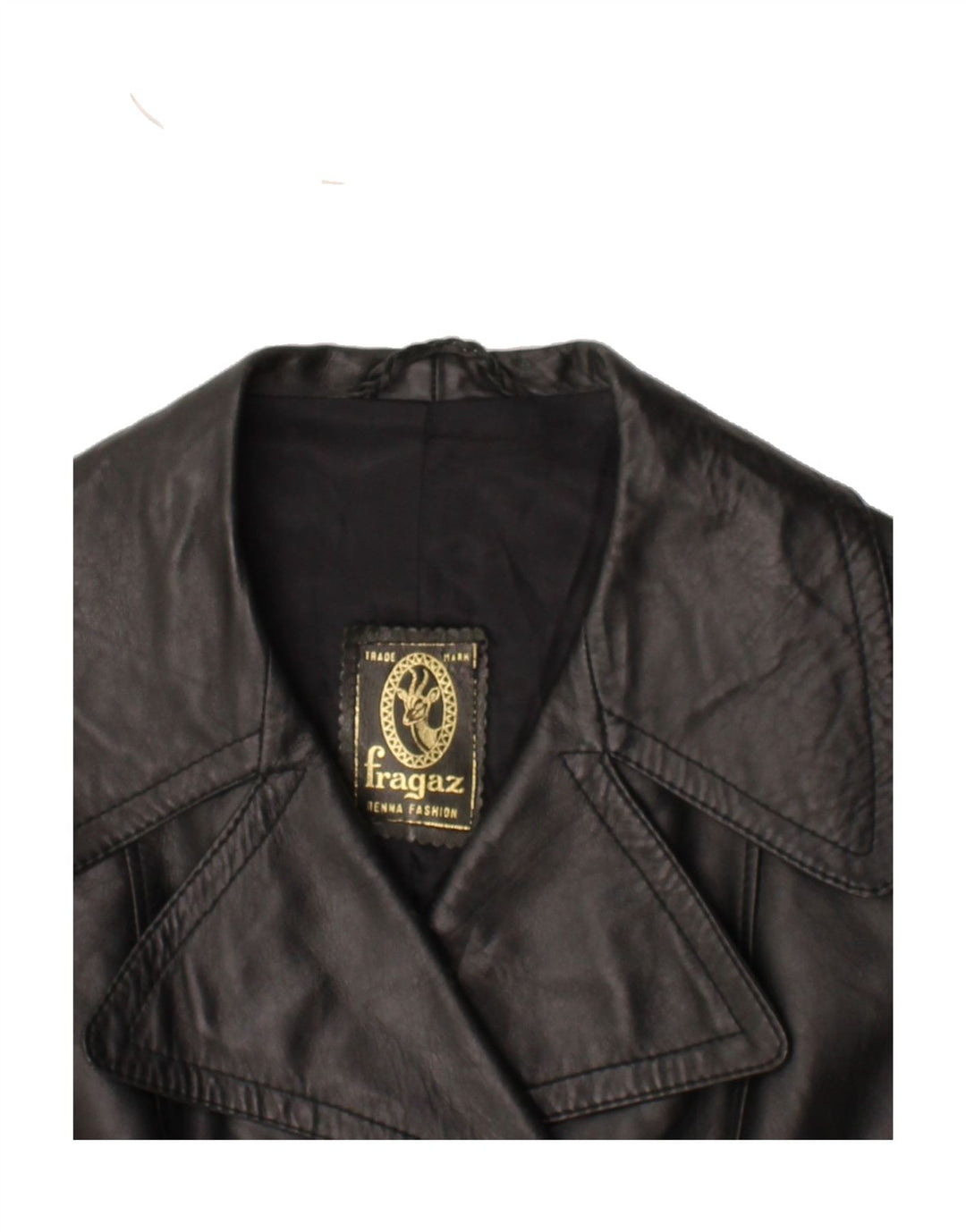 VINTAGE Womens Double Breasted Leather Jacket UK 14 Large Black Leather Vintage Vintage and Second-Hand Vintage from Messina Hembry 