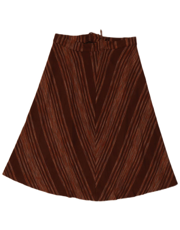 Vintage Damen A-Linie Rock IT 48 XL W28 Braun gestreift Acryl