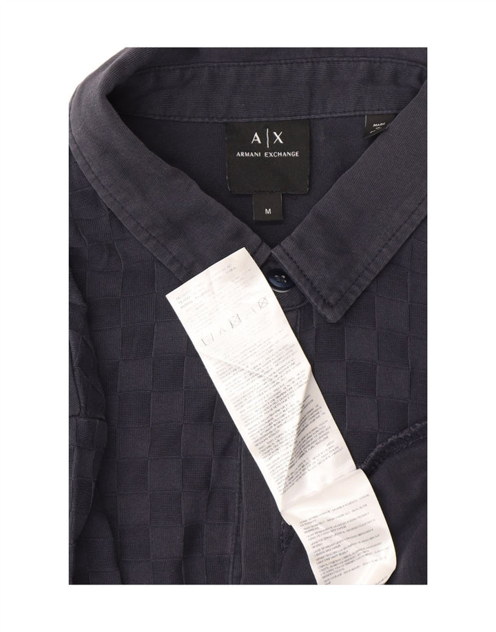 ARMANI EXCHANGE Mens Polo Shirt Medium Navy Blue Check Cotton Vintage Armani Exchange and Second-Hand Armani Exchange from Messina Hembry 