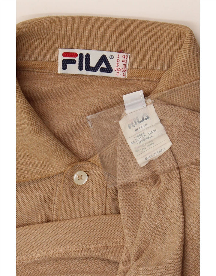 FILA Herren Poloshirt IT 48 Mittelbraun gefleckte Baumwolle
