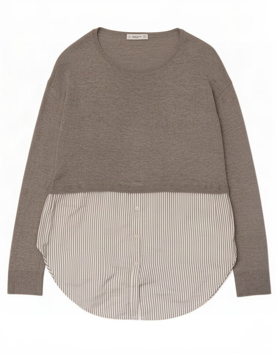 Zara Damen Langarm-Tunika-Oberteil UK 10 Small Graues Colourblock-Polyester