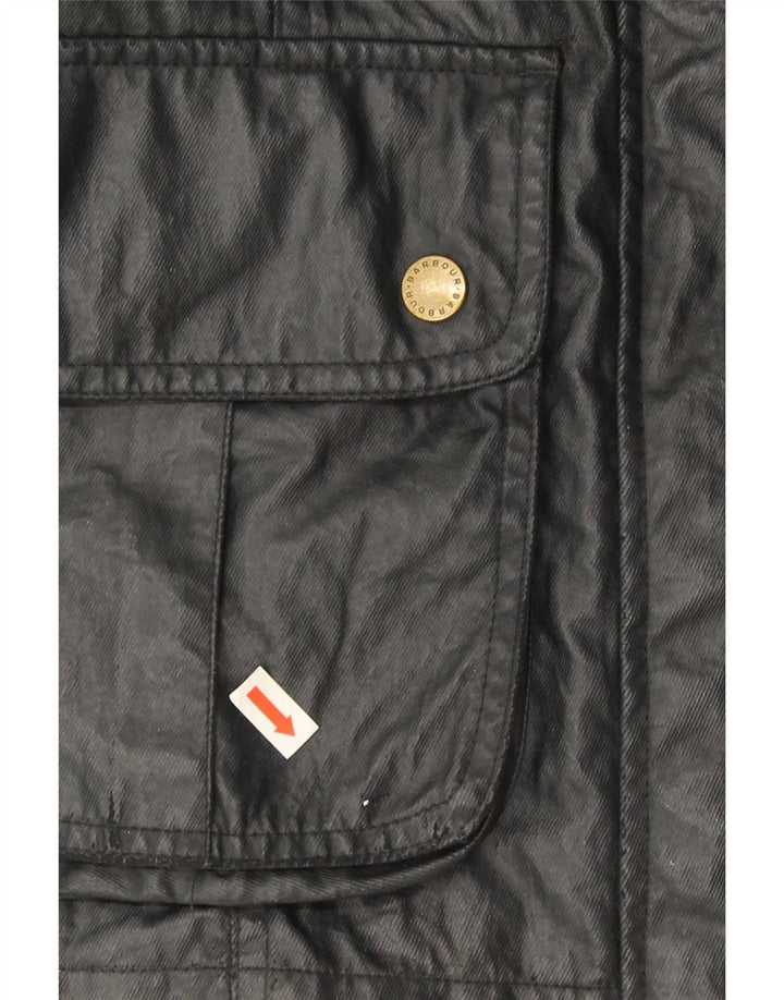 Barbour Damen Militärjacke aus Kunstleder, UK 14, Größe L, Schwarz, Polyester