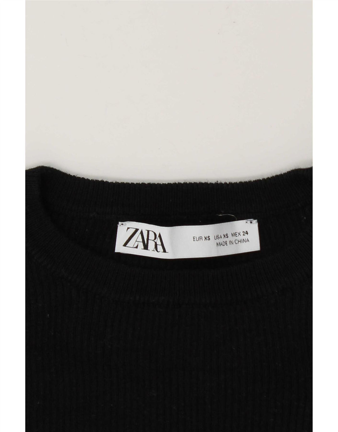 Zara Damen Crop Top Langarm UK 6 XS Schwarz