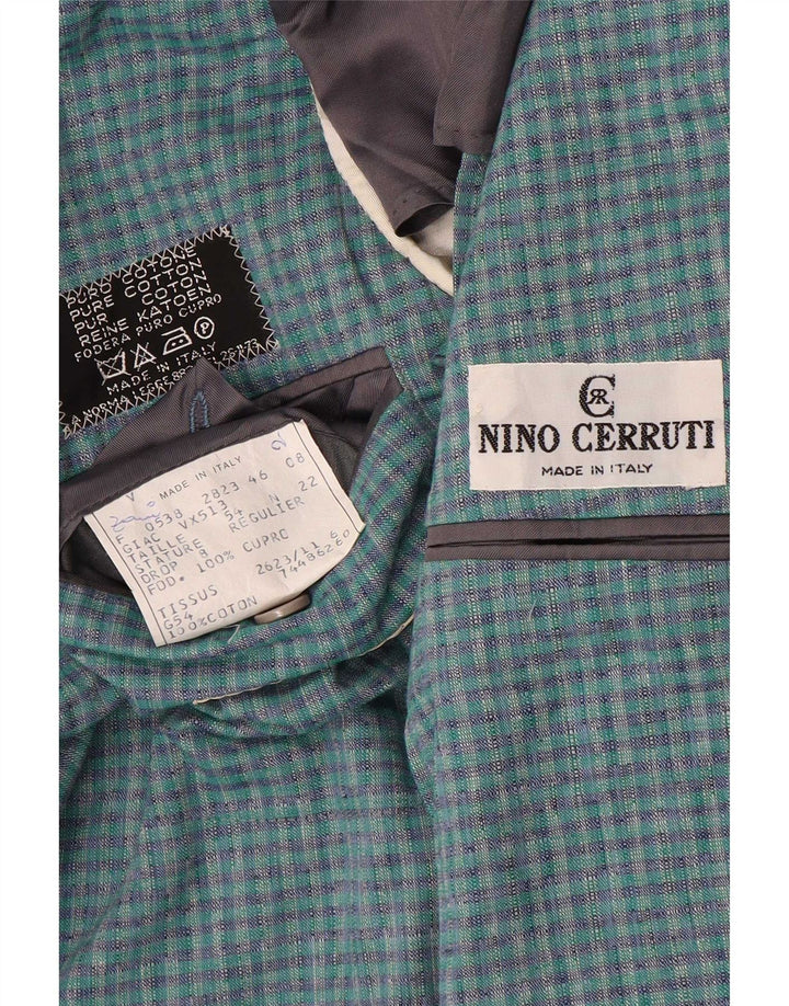 Nino Cerruti Herren-Blazer mit 2 Knöpfen, IT 54, 2XL, blau karierte Baumwolle