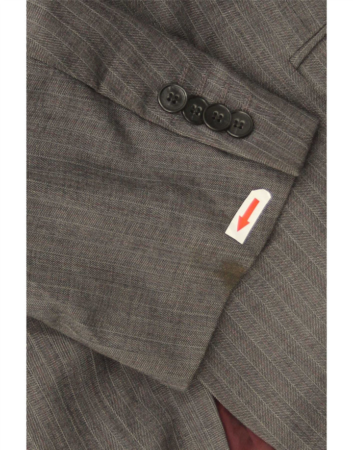 Marks & Spencer Herren-Blazer mit 2 Knöpfen, UK 44, XL, graue Wolle mit Fischgrätenmuster