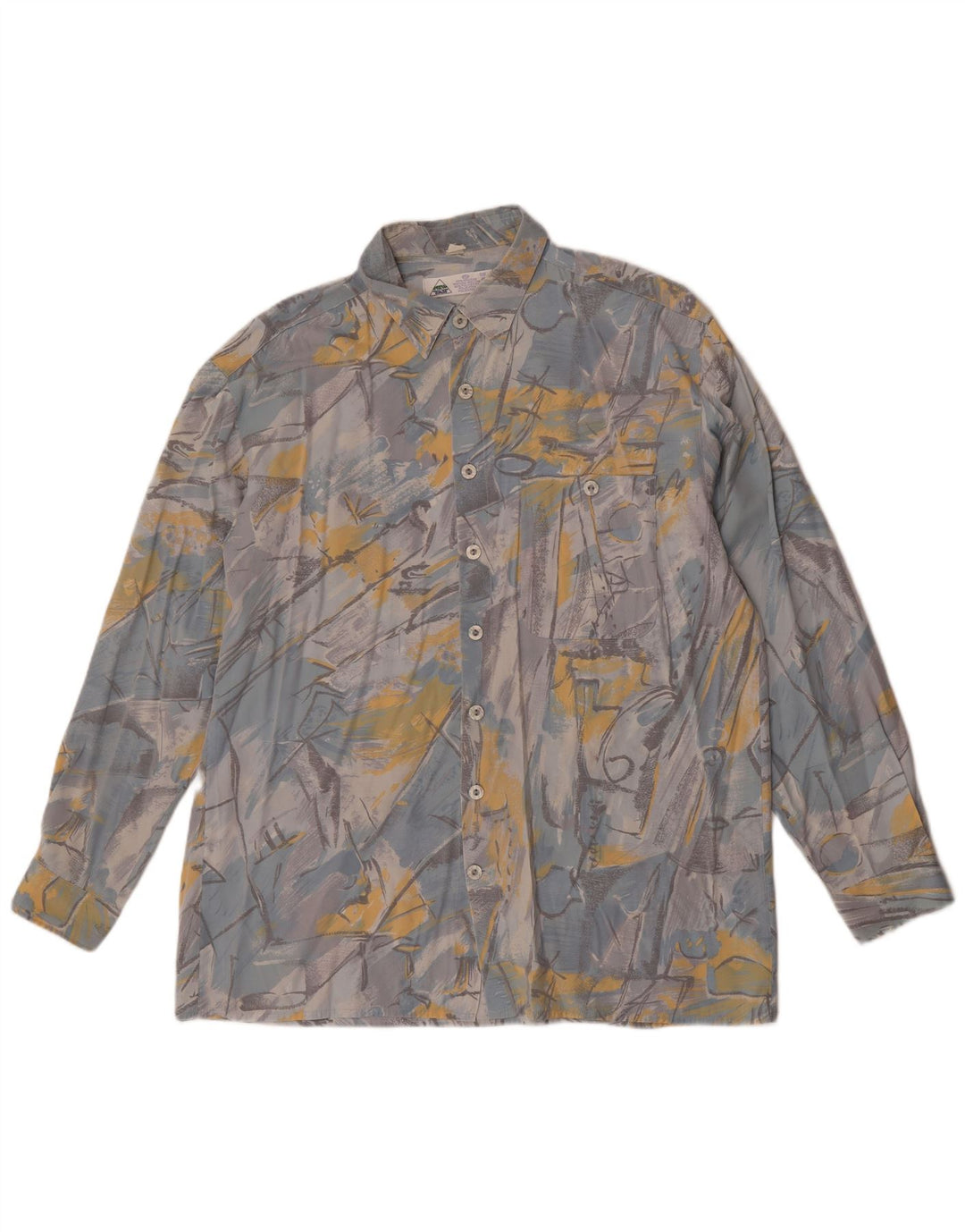 C&A Herren New Fast Shirt Größe 16 Große blaue geometrische Viskose
