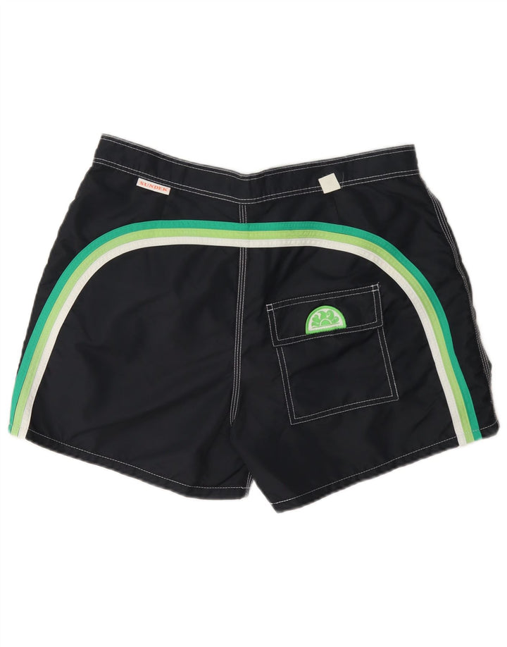 Sundek Herren-Badeshorts aus mittelblauem Colourblock-Nylon in Marineblau